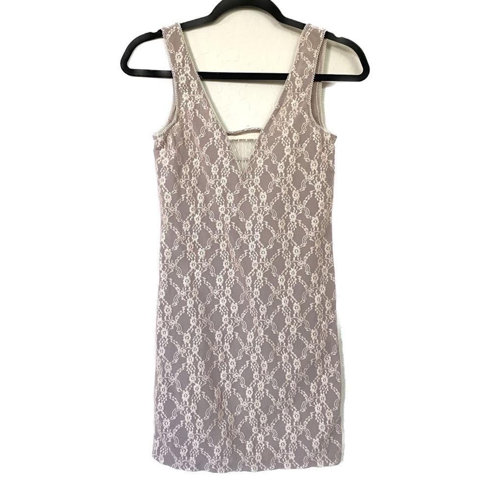 Free people lace tan / light pink rose threading dress Size SM